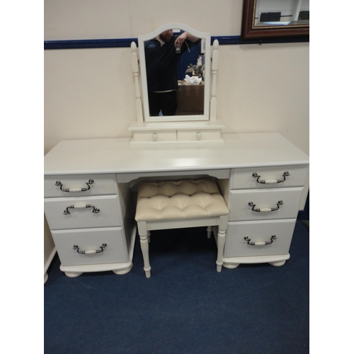 420 - Contemporary six-piece bedroom suite comprising a two-door wardrobe, dressing table, mirror, bedside... 