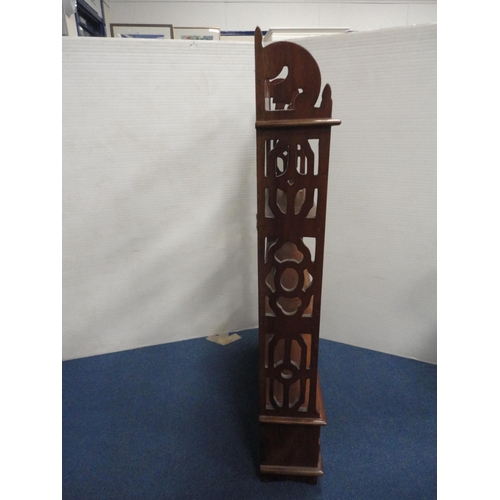 425 - Reproduction Victorian-style mahogany hanging shelves with drawers below.