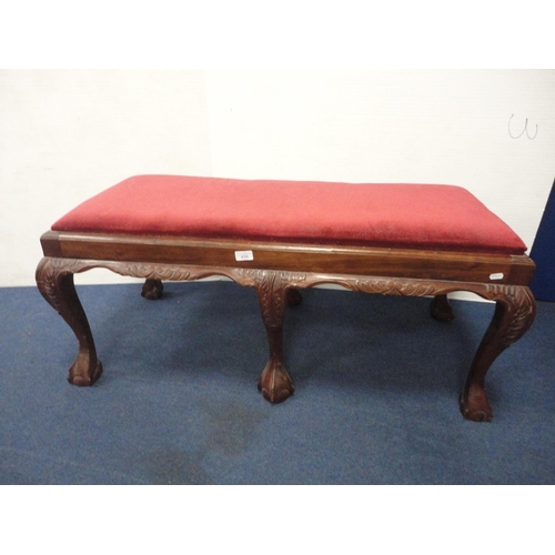 436 - Reproduction mahogany Chippendale-style stool.