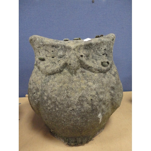 440 - Terracotta garden figure in the form of a toadstool and a stone figure in the form of an owl.  ... 