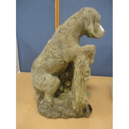 442 - Stone garden figure in the form of a puppy and a similar composition figure.  (2)