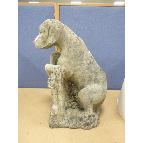 442 - Stone garden figure in the form of a puppy and a similar composition figure.  (2)