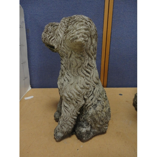 442 - Stone garden figure in the form of a puppy and a similar composition figure.  (2)