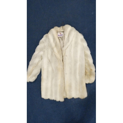 6 - Simulated fur coat by Monterey USA and a Mexican simulated fur-lined waistcoat.  (2)