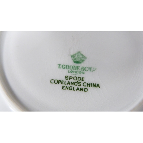 61 - Copeland Spode part coffee set retailed by T Goode & Co., decorated with peacocks, Cauldon part ... 