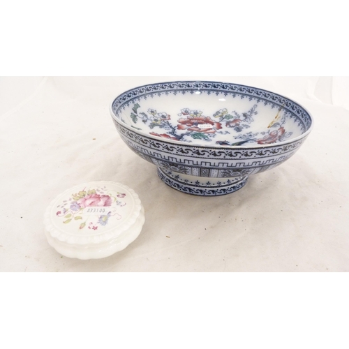 79 - Large Victorian pottery ashet, two Carlton Ware orange glazed coffee pots, Coalport trinket box and ... 