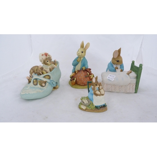 85 - Beatrix Potter ornaments to include examples by Border Fine Arts, some boxed and with outer tins, al... 