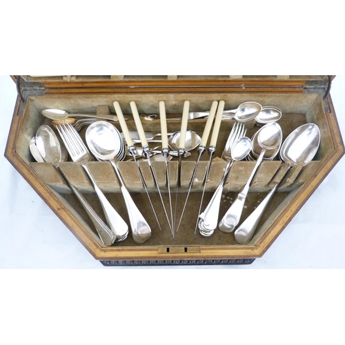 89 - Part canteen of EP cutlery in fitted oak case.