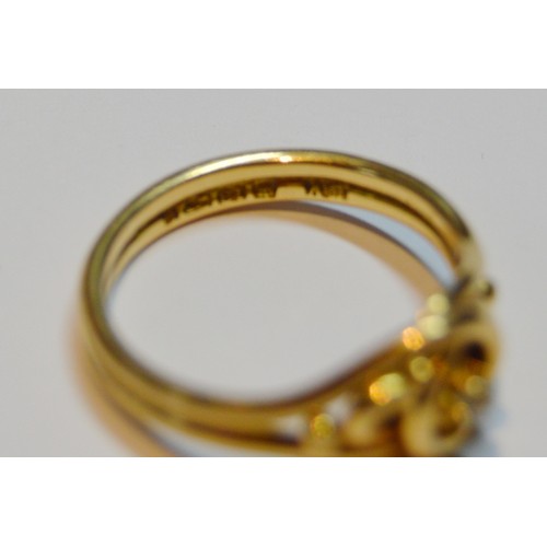 145 - 18ct gold ring of knot style with diamond, Chester 1894, size N, 2.7g gross.