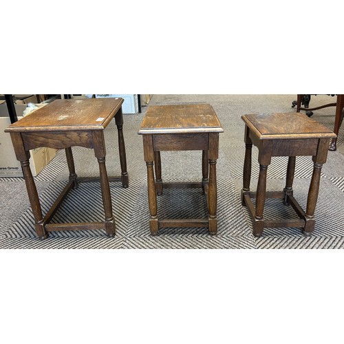 535 - Nest of three oak nesting tables