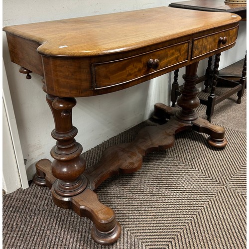 542 - Victorian mahogany hall table with two fitted drawers