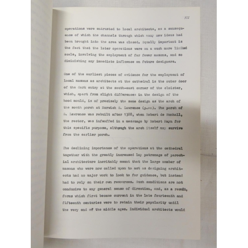 145 - FAWCETT DR. RICHARD.  Later Gothic Architecture in Norfolk, An Examination of the Work of Some Indiv... 