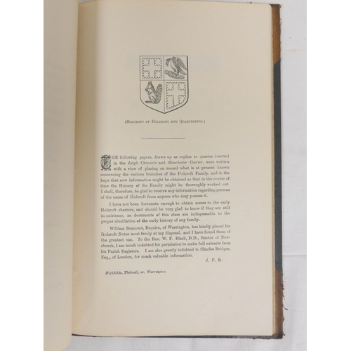 186 - RYLANDS J. PAUL.  Notes on the Family of Holcroft With an Account of Their Arms. Eng. fron... 