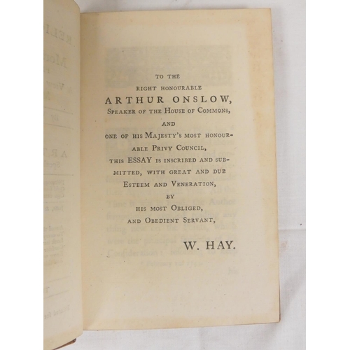 190 - HAY WILLIAM.  Religio Philosophi or The Principles of Morality & Christianity Illustrated from a... 