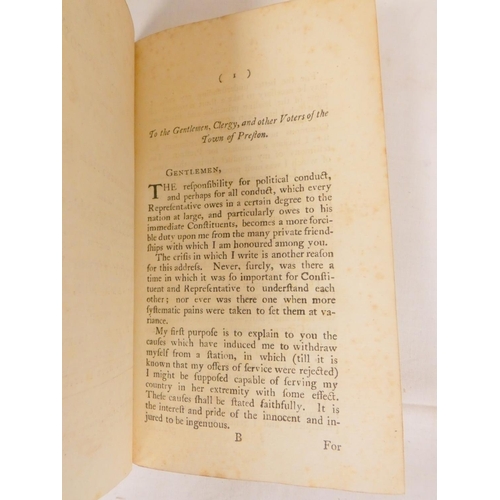 193 - BURGOYNE GENERAL.  A Letter from Liut. Gen. Burgoyne to HIs Constituents Upon His Late Resignation w... 