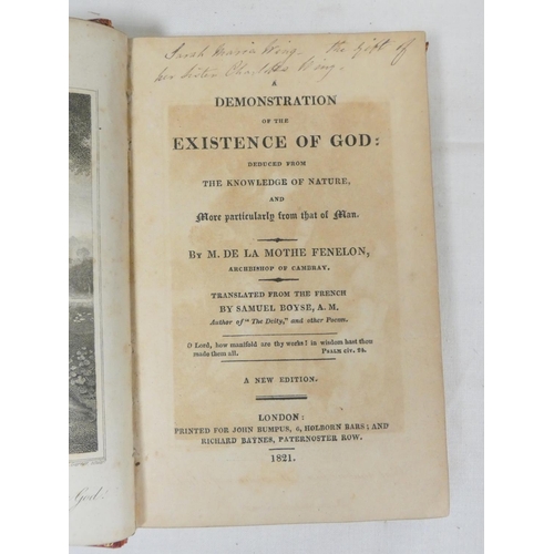 198 - DE LA MOTHE FENELON.   A Demonstration of the Existence of God. Eng. frontis. 12mo. Handso... 