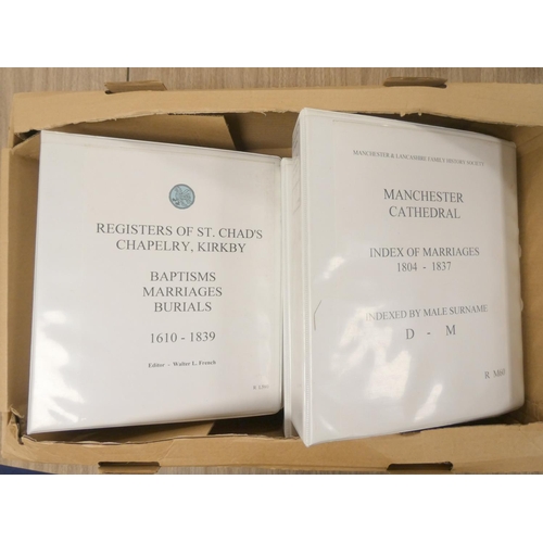 219 - MANCHESTER & LANCASHIRE FAMILY HISTORY SOCIETY.  6 ring binders containing parish & chu... 