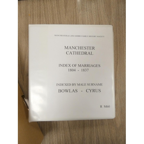 219 - MANCHESTER & LANCASHIRE FAMILY HISTORY SOCIETY.  6 ring binders containing parish & chu... 