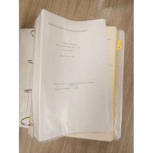 219 - MANCHESTER & LANCASHIRE FAMILY HISTORY SOCIETY.  6 ring binders containing parish & chu... 