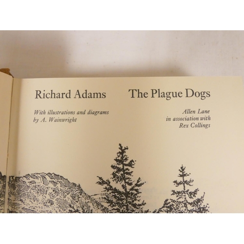 232 - ADAMS RICHARD.  The Plague Dogs. Illus. by Wainwright. Orig. pict. brown cloth in d.w. Signed by the... 