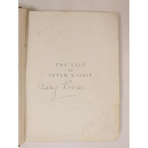 240 - POTTER BEATRIX.  The Tale of Peter Rabbit. Col. plates. Plain endpapers (thus replacements?). Orig. ... 