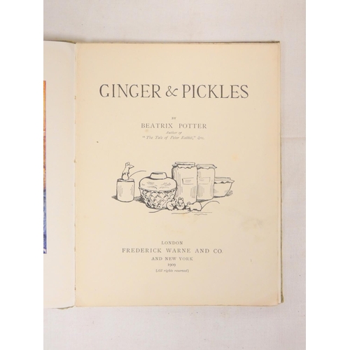 241 - POTTER BEATRIX.  Ginger & PIckles. Col. plates & other illus. Larger format. Orig. olive gre... 