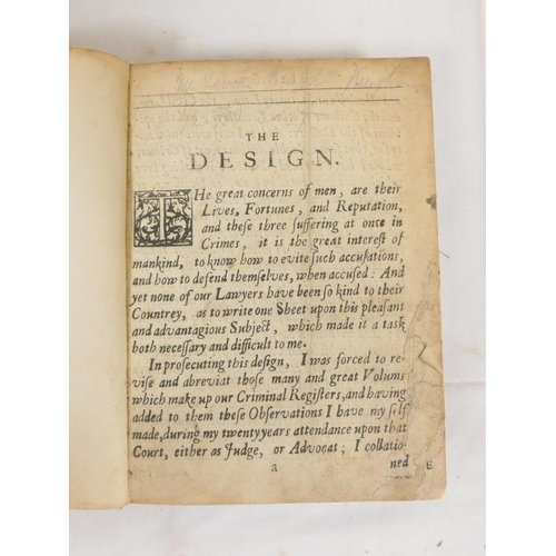 250 - MACKENZIE SIR GEORGE.  The Laws & Customes of Scotland, in Matters Criminal. Defective... 