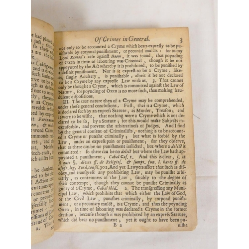 250 - MACKENZIE SIR GEORGE.  The Laws & Customes of Scotland, in Matters Criminal. Defective... 