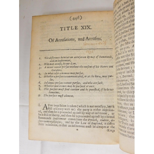 250 - MACKENZIE SIR GEORGE.  The Laws & Customes of Scotland, in Matters Criminal. Defective... 