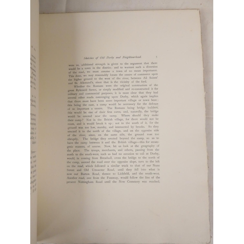 263 - KEYS JOHN.  Sketches of Old Derby & Neighbourhood. Port. frontis, eng. plates & te... 