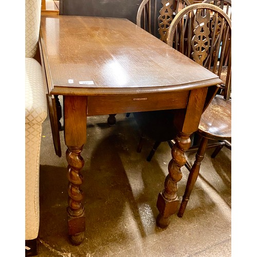 667 - Drop-leaf table with rope twist legs, 73cm high