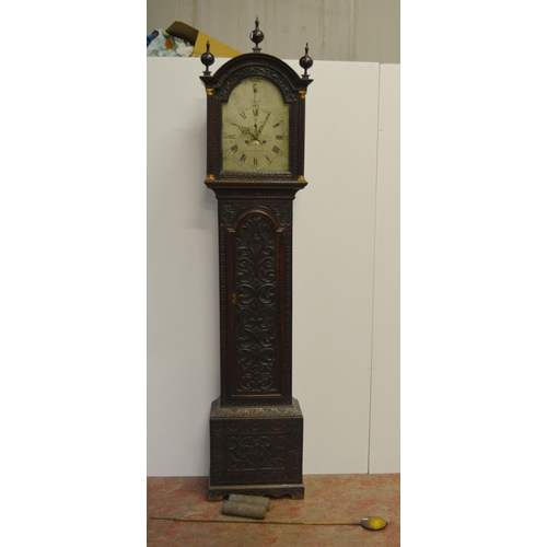 198 - William Reed of ChelmsfordOak-cased eight day longcase clock, c. early 19th century, the 12in silver... 