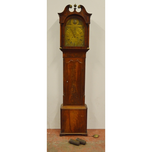 199 - George III style antique mahogany eight day longcase clock, the 14in brass dial inscribed 'Tempus Fu... 