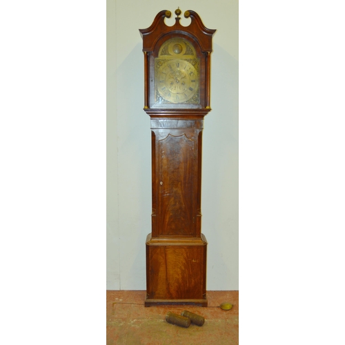 199 - George III style antique mahogany eight day longcase clock, the 14in brass dial inscribed 'Tempus Fu... 