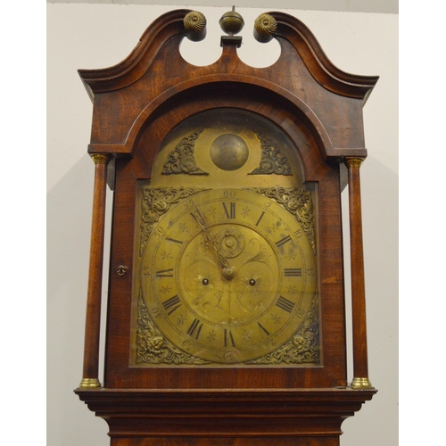 199 - George III style antique mahogany eight day longcase clock, the 14in brass dial inscribed 'Tempus Fu... 