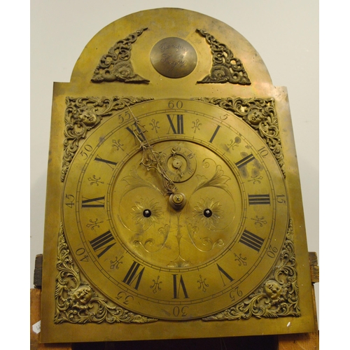 199 - George III style antique mahogany eight day longcase clock, the 14in brass dial inscribed 'Tempus Fu... 