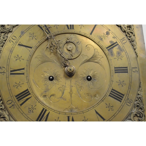 199 - George III style antique mahogany eight day longcase clock, the 14in brass dial inscribed 'Tempus Fu... 