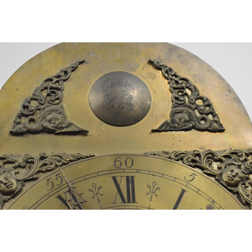 199 - George III style antique mahogany eight day longcase clock, the 14in brass dial inscribed 'Tempus Fu... 