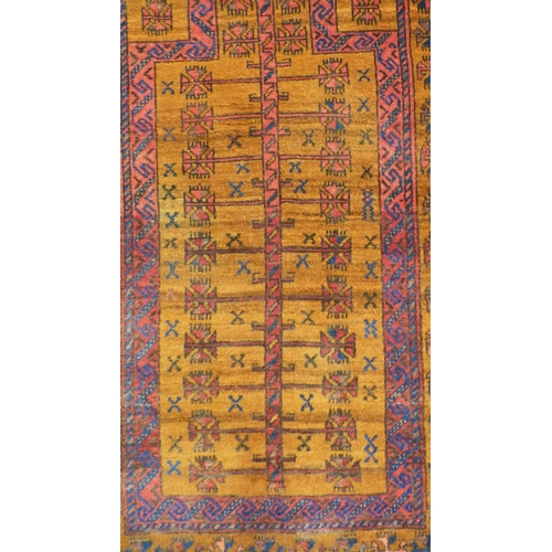 393 - Persian Belouch hand-knotted rug (possibly Zabol region), with all over geometric motifs to the abra... 