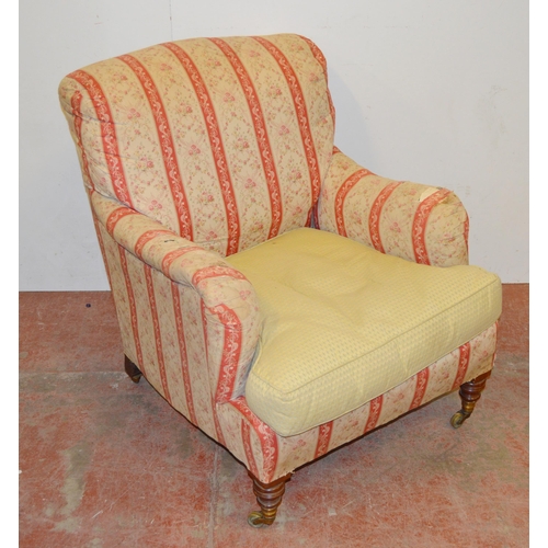 457 - Howard & Sons of LondonNear-pair of walnut armchairs, c. early 20th century, upholstered in peri... 