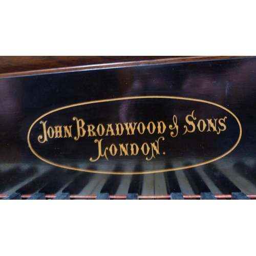 382 - Victorian rosewood-cased semi grand piano by John Broadwood & Sons, London, on turned supports w... 