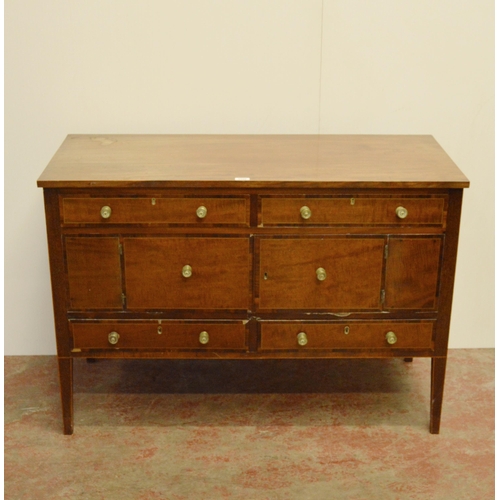 447 - George III mahogany cupboard chest/wash stand, with two short drawers to the top and bottom and two ... 