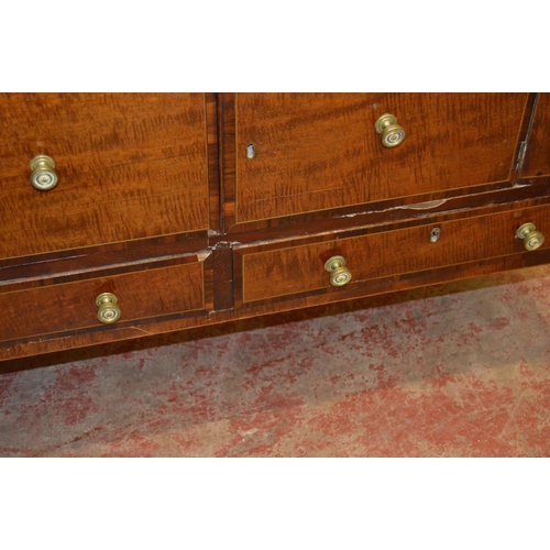 447 - George III mahogany cupboard chest/wash stand, with two short drawers to the top and bottom and two ... 