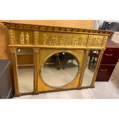 697 - Ornate classical-style giltwood mirror, 97cm x 137.5cm