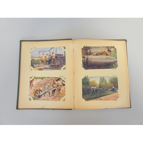 330 - Postcard album containing 52 First World War scenes to include the famous A Present for the Kaiser 