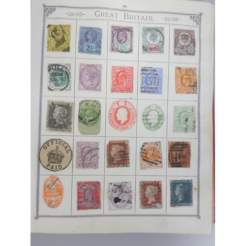 358 - Album of British and World postage stamps to include an imperforated two penny blue and penny red, a... 