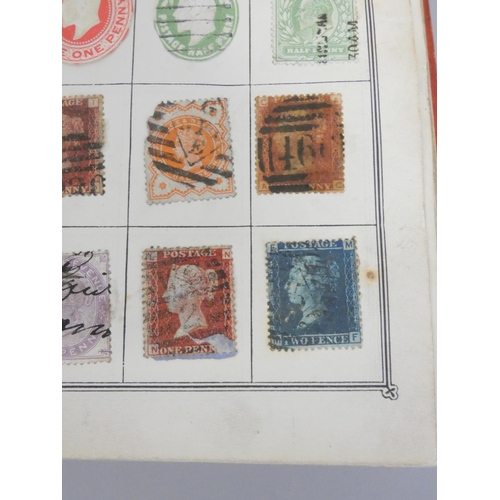 358 - Album of British and World postage stamps to include an imperforated two penny blue and penny red, a... 