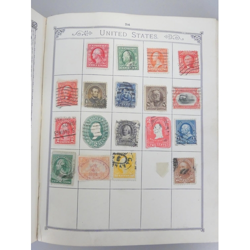 358 - Album of British and World postage stamps to include an imperforated two penny blue and penny red, a... 