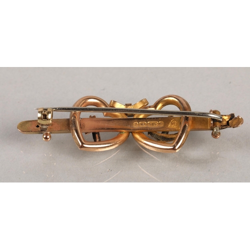 183 - 9ct gold Victorian love token mizpah bar brooch, 2.3g