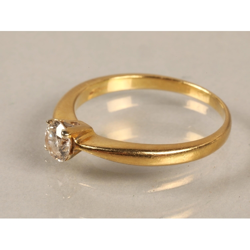 189 - 18k gold ring set with diamond solitaire, gross weight 3.3g, ring size R